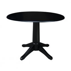 Olivia Black 42 in. Drop-leaf Solid Wood Dining Table by International Concepts