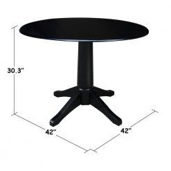 Olivia Black 42 in. Drop-leaf Solid Wood Dining Table by International Concepts -International Concepts Sales black international concepts kitchen dining tables k46 42dpt 27b fa 1000