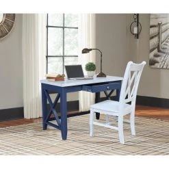 Hampton 48 in. Rectangular Blue/Chalk Wood Writing Desk and XX Chair (2-Piece Set) by International Concepts -International Concepts Sales blue chalk international concepts writing desks k62 of 67x 220 31 1000