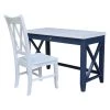 Hampton 48 in. Rectangular Blue/Chalk Wood Writing Desk and XX Chair (2-Piece Set) by International Concepts
