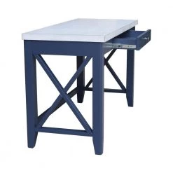Hampton 48 in. Rectangular Blue/Chalk Wood Writing Desk and XX Chair (2-Piece Set) by International Concepts -International Concepts Sales blue chalk international concepts writing desks k62 of 67x 220 77 1000