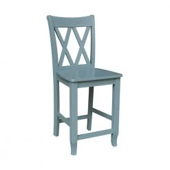 Blue Gray Double XX Back Counter Height Stool by International Concepts