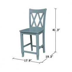 Blue Gray Double XX Back Counter Height Stool by International Concepts -International Concepts Sales blue gray international concepts bar stools s86 202 c3 1000