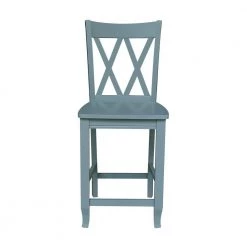 Blue Gray Double XX Back Counter Height Stool by International Concepts -International Concepts Sales blue gray international concepts bar stools s86 202 fa 1000