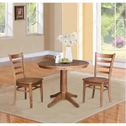 36 in. Bourbon Oak Round Pedestal Dining Table by International Concepts -International Concepts Sales bourbon oak international concepts kitchen dining tables k42 36rt 27b 31 1000