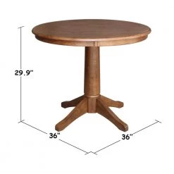 36 in. Bourbon Oak Round Pedestal Dining Table by International Concepts -International Concepts Sales bourbon oak international concepts kitchen dining tables k42 36rt 27b 4f 1000