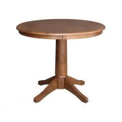 36 in. Bourbon Oak Round Pedestal Dining Table by International Concepts