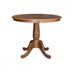 36 in. Bourbon Oak Round Pedestal Dining Table by International Concepts