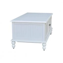 Cottage Beach 48 in. White Large Rectangle Wood Coffee Table by International Concepts -International Concepts Sales bright white rubbed international concepts coffee tables ot07 20c2 1f 1000