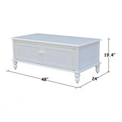 Cottage Beach 48 in. White Large Rectangle Wood Coffee Table by International Concepts -International Concepts Sales bright white rubbed international concepts coffee tables ot07 20c2 fa 1000