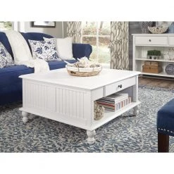 Cottage Beach 34 in. White Medium Square Wood Coffee Table with Drawers by International Concepts -International Concepts Sales bright white rubbed international concepts coffee tables ot07 20sc fa 1000
