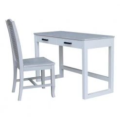 48 in. W Chalk/White Carson Desk with 2-Drawers and Chair by International Concepts
