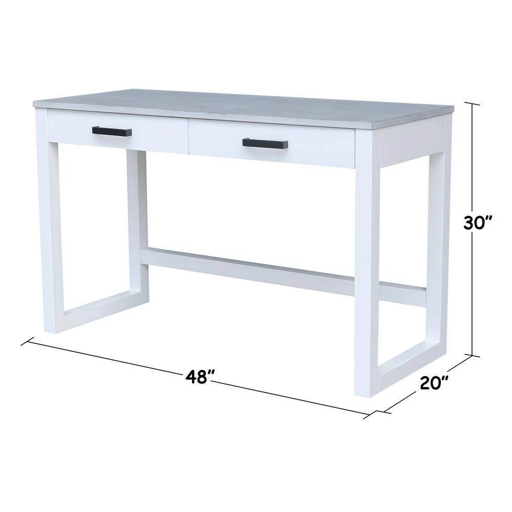 48 in. W Chalk/White Carson Desk with 2-Drawers and Chair by International Concepts 9 48 in. W Chalk/White Carson Desk with 2-Drawers and Chair by International Concepts - Image 9