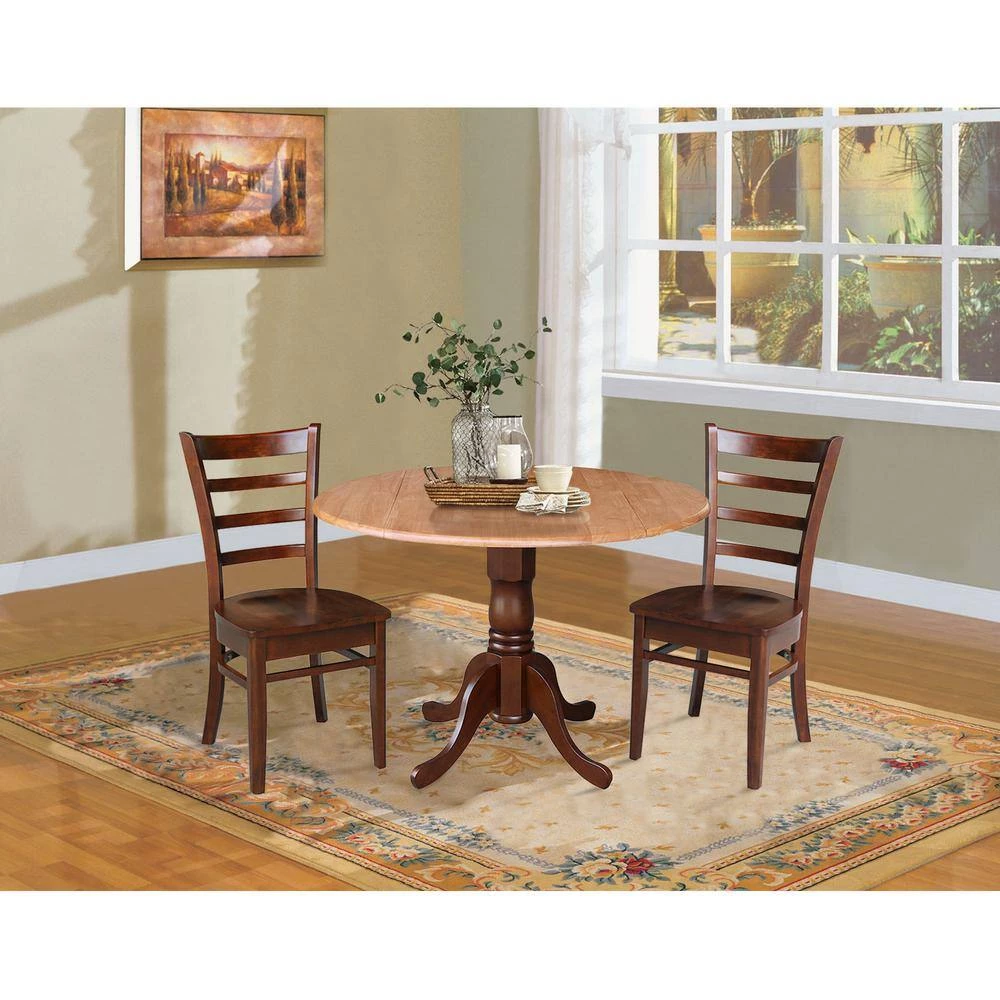 3-Piece 42 in. Cinnamon and Espresso Dual Drop Leaf Table Set with 2-Side Chairs by International Concepts 7 3-Piece 42 in. Cinnamon and Espresso Dual Drop Leaf Table Set with 2-Side Chairs by International Concepts - Image 7