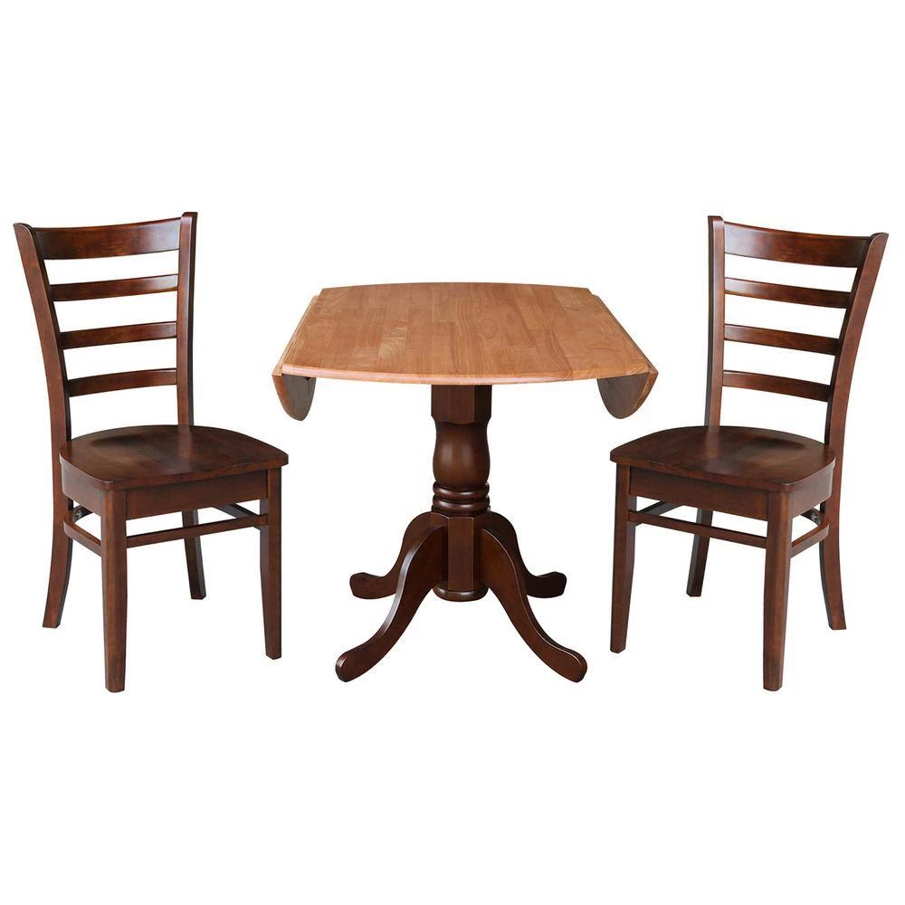 3-Piece 42 in. Cinnamon and Espresso Dual Drop Leaf Table Set with 2-Side Chairs by International Concepts 6 3-Piece 42 in. Cinnamon and Espresso Dual Drop Leaf Table Set with 2-Side Chairs by International Concepts - Image 6