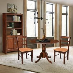 3-Piece 42 in. Espresso Dual Drop Leaf Table Set with 2-Side Chairs by International Concepts -International Concepts Sales cinnamon and espresso international concepts dining room sets k581 42dp c58 2p c3 1000