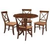 5-Piece 42 in. Espresso Dual Drop Leaf Table Set with 4-Side chairs by International Concepts