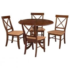 5-Piece 42 in. Espresso Dual Drop Leaf Table Set with 4-Side chairs by International Concepts