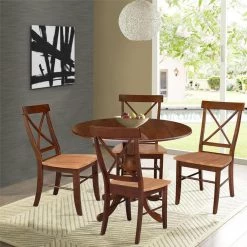 5-Piece 42 in. Espresso Dual Drop Leaf Table Set with 4-Side chairs by International Concepts 16 5-Piece 42 in. Espresso Dual Drop Leaf Table Set with 4-Side chairs by International Concepts -International Concepts Sales cinnamon and espresso international concepts dining room sets k581 42dp c58 613 4 c3 1000