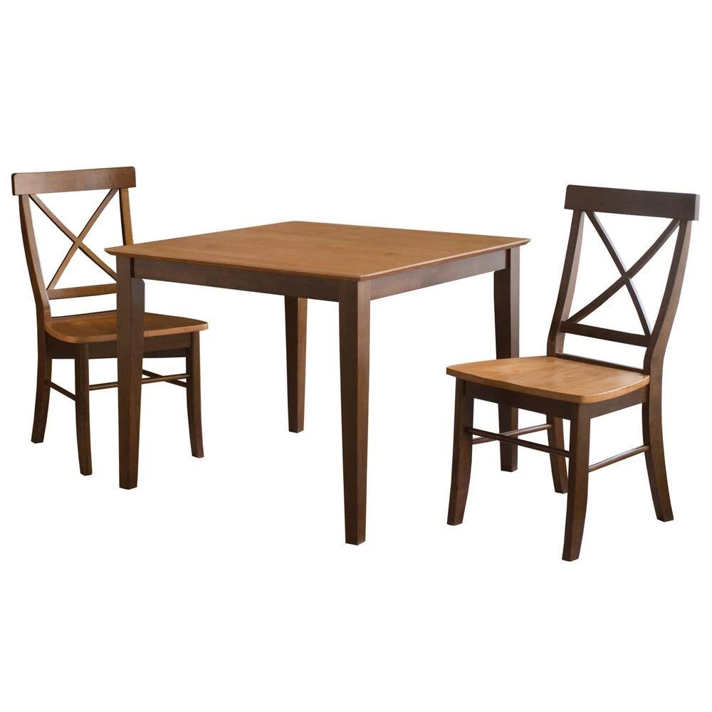 Skylar 3-Piece 36 in. Cinnamon/Espresso Square Wood Dining Set with X-Back Chairs by International Concepts 3 Skylar 3-Piece 36 in. Cinnamon/Espresso Square Wood Dining Set with X-Back Chairs by International Concepts - Image 3