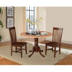 3-Piece 42 in. Cinnamon/Espresso Dual Drop Leaf Table Set with 2-Side Chairs by International Concepts -International Concepts Sales cinnamon espresso international concepts dining room sets k58 42dp c581 465p 31 1000