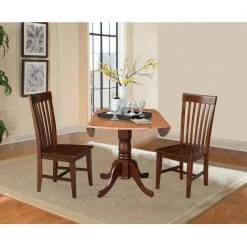 3-Piece 42 in. Cinnamon/Espresso Dual Drop Leaf Table Set with 2-Side Chairs by International Concepts -International Concepts Sales cinnamon espresso international concepts dining room sets k58 42dp c581 465p 4f 1000