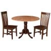3-Piece 42 in. Cinnamon/Espresso Dual Drop Leaf Table Set with 2-Side Chairs by International Concepts