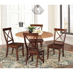 5-Piece 42 in. Cinnamon / Espresso Dual Drop Leaf Solid Wood Table with 4-Side chairs by International Concepts 26 5-Piece 42 in. Cinnamon / Espresso Dual Drop Leaf Solid Wood Table with 4-Side chairs by International Concepts -International Concepts Sales cinnamon espresso international concepts dining room sets k58 42dp c581 613 4 31 1000
