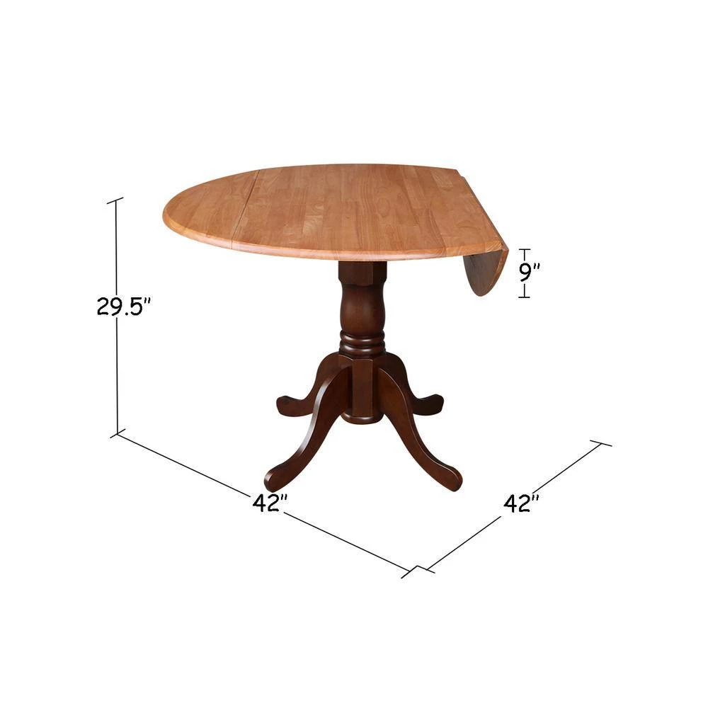 5-Piece 42 in. Cinnamon / Espresso Dual Drop Leaf Solid Wood Table with 4-Side chairs by International Concepts 11 5-Piece 42 in. Cinnamon / Espresso Dual Drop Leaf Solid Wood Table with 4-Side chairs by International Concepts - Image 11