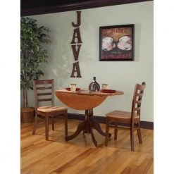 Brynwood 3-Piece 42 in. Cinnamon/Espresso Round Drop-Leaf Wood Dining Set with Emily Chairs by International Concepts