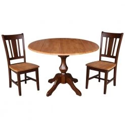 Sophia 3-Piece Cinnamon and Espresso 42 in. Dropleaf Table and San Remo Side Chair Dining Set by International Concepts