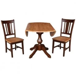 Sophia 3-Piece Cinnamon and Espresso 42 in. Dropleaf Table and San Remo Side Chair Dining Set by International Concepts -International Concepts Sales cinnamon espresso international concepts dining room sets k58 42dpt 11b c10 2 c3 1000
