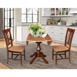 Sophia 3-Piece Cinnamon and Espresso 42 in. Dropleaf Table and San Remo Side Chair Dining Set by International Concepts -International Concepts Sales cinnamon espresso international concepts dining room sets k58 42dpt 11b c10 2 fa 1000