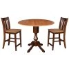 Sophia 3-Piece Cinnamon and Espresso 42 in. Gathering Dropleaf Table and San Remo Stools Dining Set by International Concepts