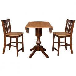 Sophia 3-Piece Cinnamon and Espresso 42 in. Gathering Dropleaf Table and San Remo Stools Dining Set by International Concepts -International Concepts Sales cinnamon espresso international concepts dining room sets k58 42dpt 11p s102 2 c3 1000