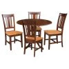 5-Piece 42 in. Cinnamon/Espresso Dual Drop Leaf Table Set with 4-Side chairs by International Concepts