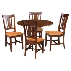 5-Piece 42 in. Cinnamon/Espresso Dual Drop Leaf Table Set with 4-Side chairs by International Concepts