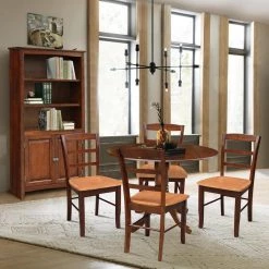 5-Piece 42 in. Cinnamon/Espresso Dual Drop Leaf Table Set with 4-Side chairs by International Concepts -International Concepts Sales cinnamon espresso international concepts dining room sets k581 42dp c58 2 4 c3 1000