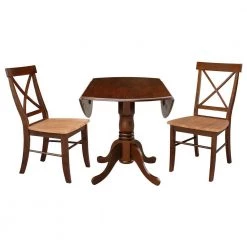 3-Piece 42 in. Cinnamon/Espresso Dual Drop Leaf Table Set with 2-Side Chairs by International Concepts -International Concepts Sales cinnamon espresso international concepts dining room sets k581 42dp c58 613p 4f 1000
