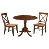 3-Piece 42 in. Cinnamon/Espresso Dual Drop Leaf Table Set with 2-Side Chairs by International Concepts