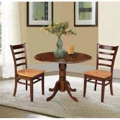 3-Piece 42 in. Cinnamon/Espresso Dual Drop Leaf Table Set with 2-Side Chairs by International Concepts -International Concepts Sales cinnamon espresso international concepts dining room sets k581 42dp c58 617p 1f 1000