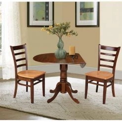 3-Piece 42 in. Cinnamon/Espresso Dual Drop Leaf Table Set with 2-Side Chairs by International Concepts -International Concepts Sales cinnamon espresso international concepts dining room sets k581 42dp c58 617p 44 1000