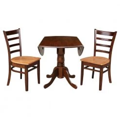 3-Piece 42 in. Cinnamon/Espresso Dual Drop Leaf Table Set with 2-Side Chairs by International Concepts -International Concepts Sales cinnamon espresso international concepts dining room sets k581 42dp c58 617p 4f 1000