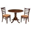 3-Piece 42 in. Cinnamon/Espresso Dual Drop Leaf Table Set with 2-Side Chairs by International Concepts