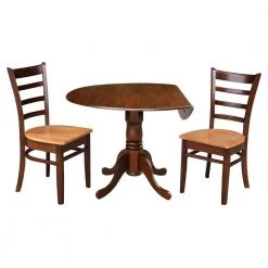 3-Piece 42 in. Cinnamon/Espresso Dual Drop Leaf Table Set with 2-Side Chairs by International Concepts -International Concepts Sales cinnamon espresso international concepts dining room sets k581 42dp c58 617p c3 1000