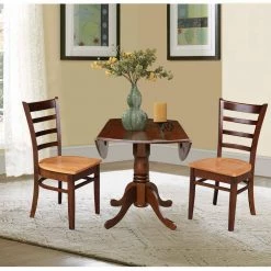 3-Piece 42 in. Cinnamon/Espresso Dual Drop Leaf Table Set with 2-Side Chairs by International Concepts -International Concepts Sales cinnamon espresso international concepts dining room sets k581 42dp c58 617p fa 1000