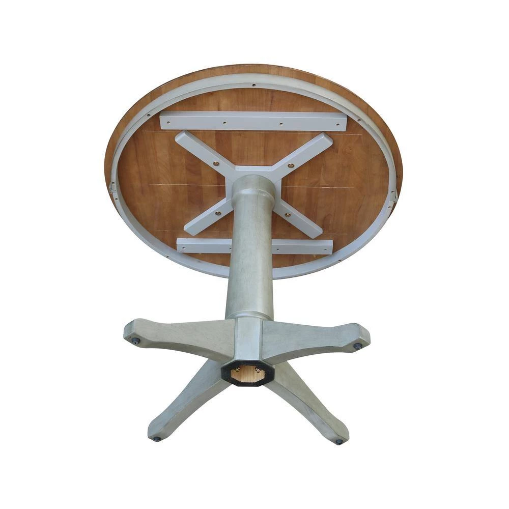 3-Piece Set Distressed Hickory and Stone 36 in. Round Dining table with 2-Side Chairs by International Concepts 5 3-Piece Set Distressed Hickory and Stone 36 in. Round Dining table with 2-Side Chairs by International Concepts - Image 5