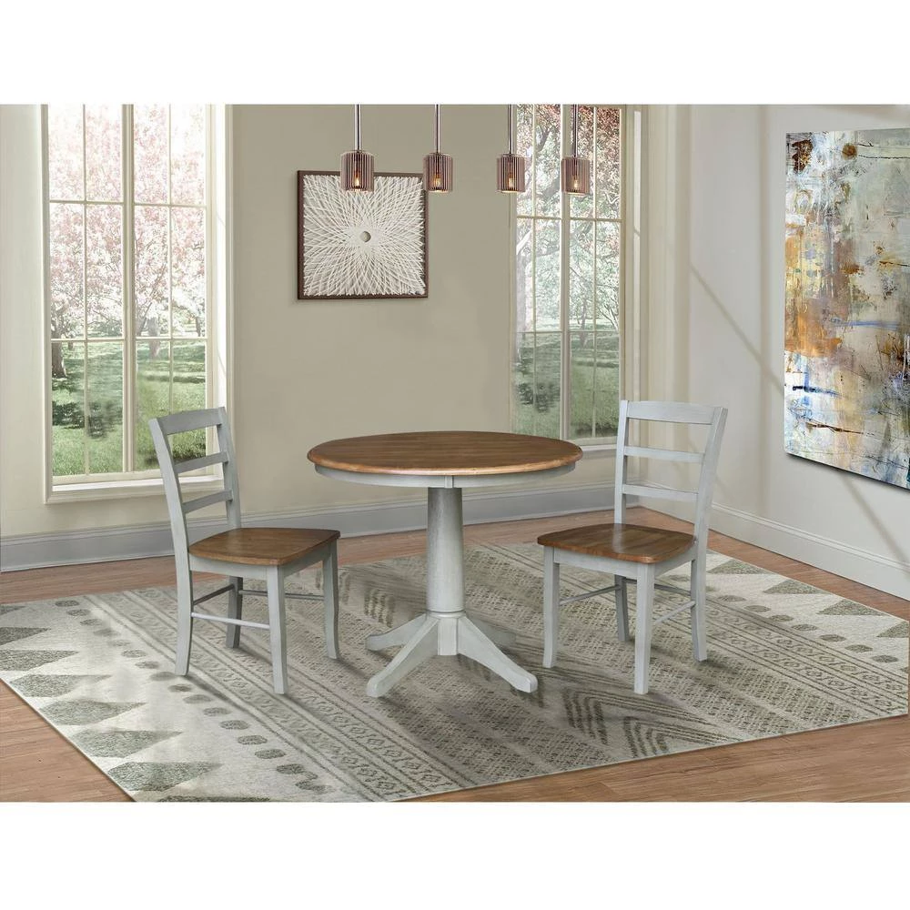 3-Piece Set Distressed Hickory and Stone 36 in. Round Dining table with 2-Side Chairs by International Concepts 10 3-Piece Set Distressed Hickory and Stone 36 in. Round Dining table with 2-Side Chairs by International Concepts - Image 10
