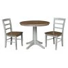 3-Piece Set Distressed Hickory and Stone 36 in. Round Dining table with 2-Side Chairs by International Concepts