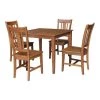 36 in. x 36 in. 5-Pieces Distressed Oak Dining Table with Solid Wood Top and 4 RTA chairs by International Concepts